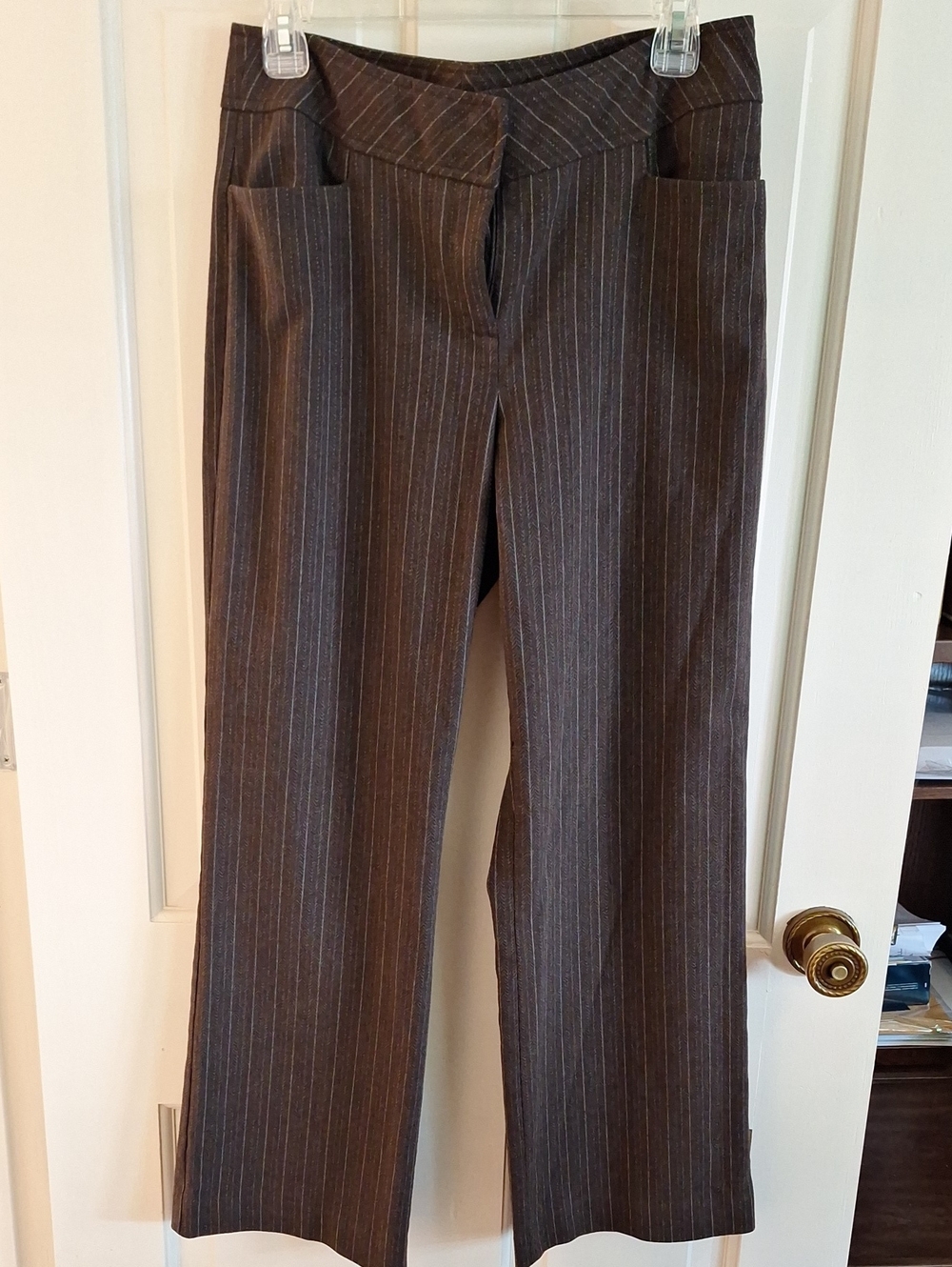 I.E. petite Brown Pinstripe Trousers